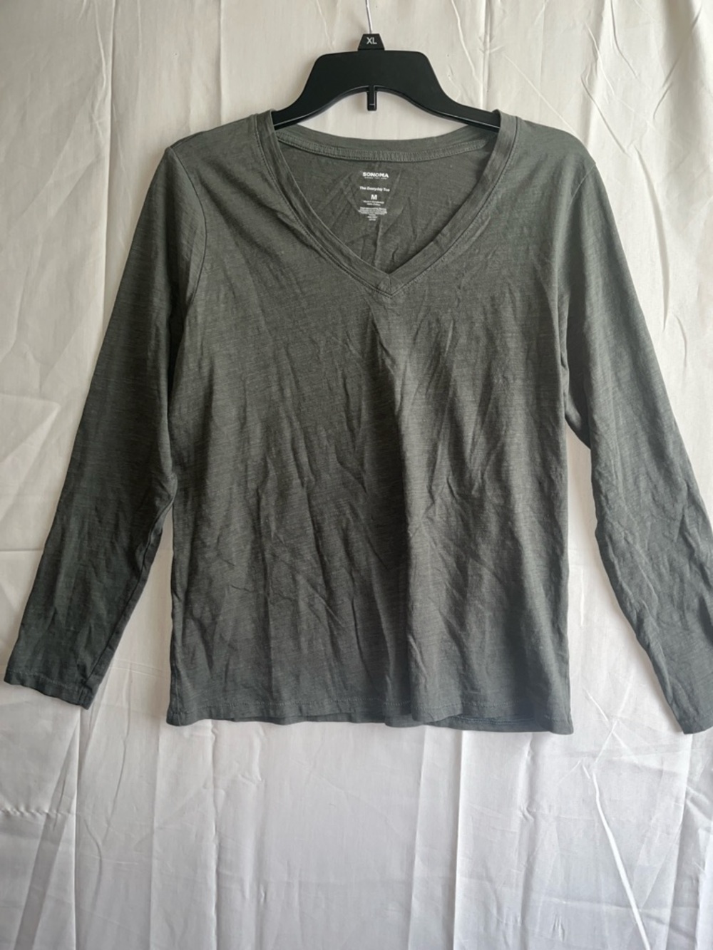 Sonoma Olive Green V-Neck Long Sleeve Top